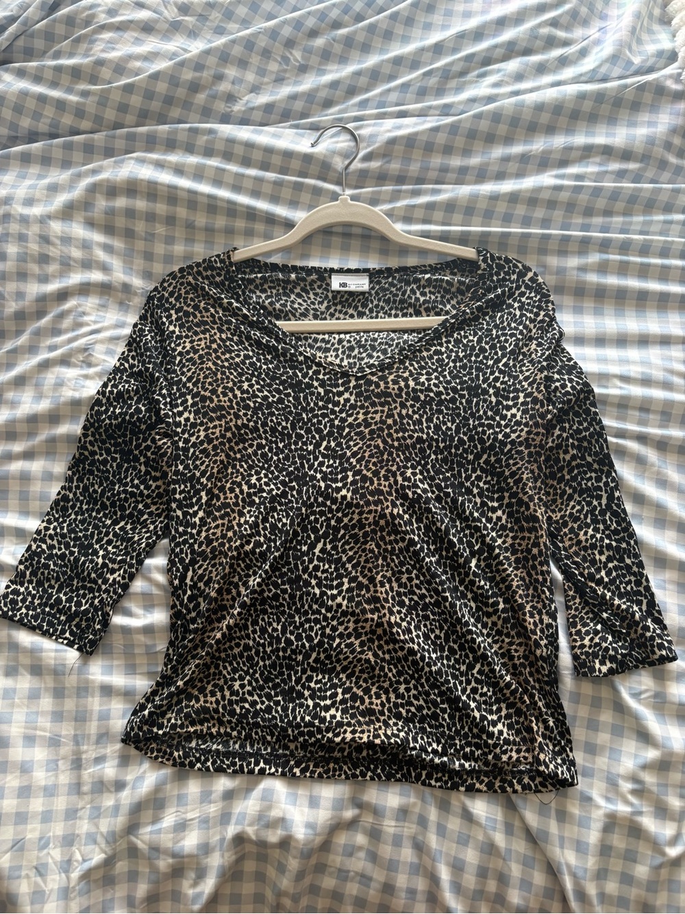 Women’s Black & Tan Leopard Print 3/4 Sleeve Top